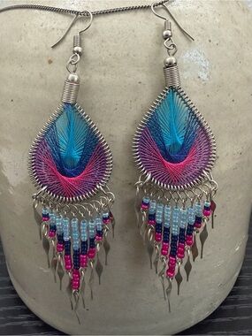 Boho Statement Thread Wrapped Earrings
